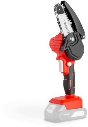 Mini motosierra de mano GSM210L inalámbrica bateria litio 21V, espada 101.6mm, longitud corte 10cm, podar ramas Sin batería ni cargador