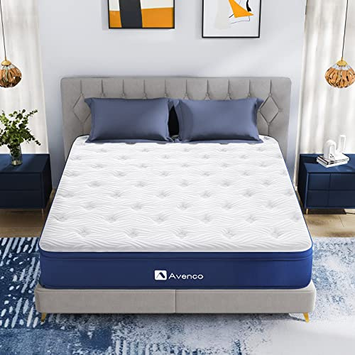Avenco Colchón 160x190 h3, Altura 18 cm, colchones de muelles ensacados de Espuma de carbón de bambú, Alta resiliencia, absorción de Humedad y transpiración，160x190×18cm
