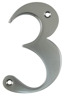 UAP Numeri civici Numeri di porta da 3 pollici Firma vite fissa bordo smussato per porta anteriore numero di indirizzo a vite per porte e cancelli lettera Times Roman font (numero 3 cromo satinato)