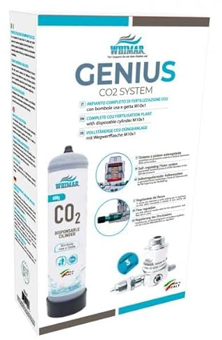 Whimar Genius CO2 System 600gr Complete Plus con diffusore, manometri ed elettrovalvola