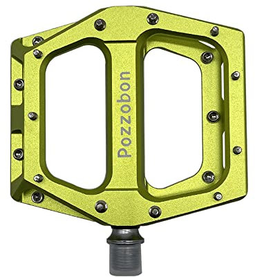 Pozzobon 9/16 CNC Aluminiumlegierung Plattform Fahrradpedale, MTB Mountainbike Pedale, Rennrad Trekking Anti-Rutschpedale Wasserdicht Anti-Staub Pedalen 326 (Apfelgrün)