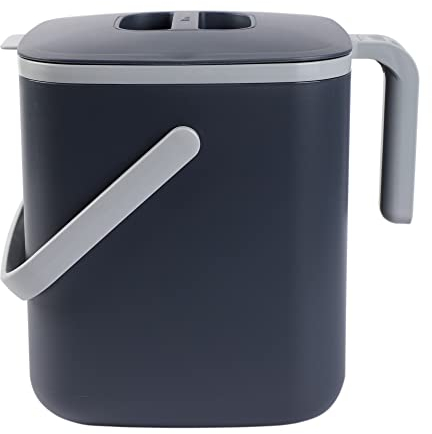 BLUE GINKGO Compostiera da Cucina [5L] – Cestino da Piano Cucina Senza Filtro, Ermetico e Anti-Odore con Manici (Made in Korea, Grigio)
