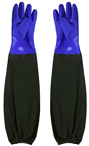 YiPHomn Pond Cleaning Gloves, Extra Long Sleeve Safety Work Gloves, Waterproof Oilproof Rubber Full Arm Aquarium Gardening Gloves, Drain Cleaning Gloves, for Men Women