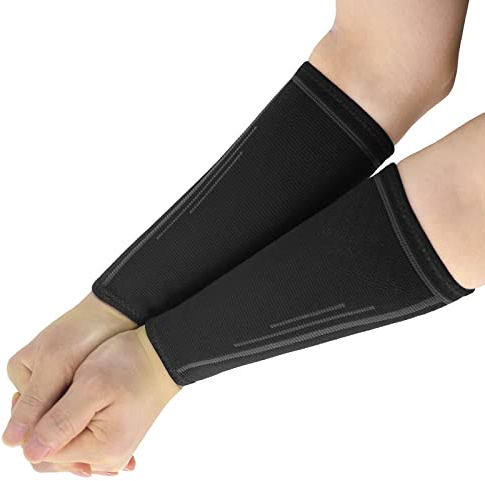 SLAKOZYT Armschoner para Damas o Caballeros, Voleibol Arm Sleeves, Mangas de Antebrazo, Accesorios Deportivos, Muñequera 1 Par, Negro, M
