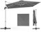 COSTWAY 3M Cantilever Garden Parasol, Square Offset Banana Umbrella with Tilted Design, 360° Rotation, Crank Handle & Cross Base, 8-Rib Outdoor Hanging Sun Shade for Patio Market (Grey)