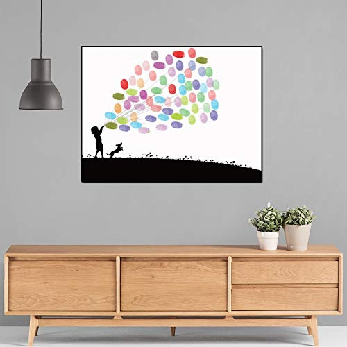 Faruxue Peinture d'arbre à empreintes digitales à faire soi-même - Décoration de mariage - Livre d'or - Arbre signature - Décoration de fête (enfant)