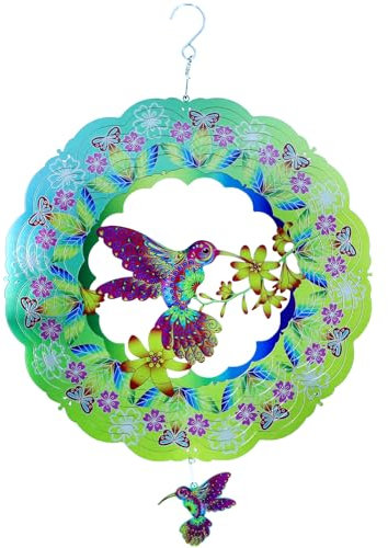 Kolibri-Windspiel, 30,5 cm, 30,5 cm, 3D-Metall, hängende Windspiele, Kolibri-Geschenke für Frauen/Männer, kinetische Windskulpturen für Innen/Außen, Hof, Gartendekoration