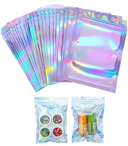Confezione da 25 sacchetti in Mylar con chiusura a zip (10,5 x 15 cm) – Sacchetti richiudibili e ermetici – Durevoli, multiuso per alimenti, gioielli, piccoli oggetti