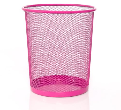 Sinoba Papierkorb Mülleimer Abfalleimer Papiereimer Draht Höhe 26 cm klein 10 Liter (Pink)