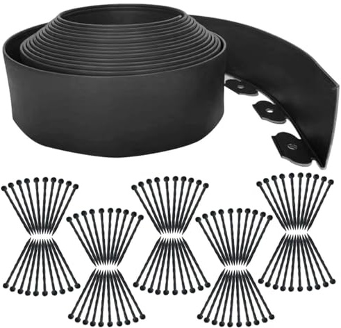 Garden Edging Borders 66FT,Landscape Edging Black[Extra Tall 4IN High] with 100pcs Stakes,Lawn Edging Border Flexible Garden Edge Plastic Fence for Tree,Flower Bed,Landscaping,Yard