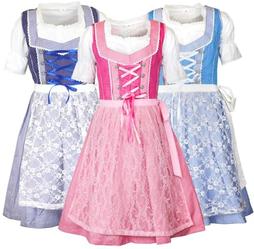 MS-Trachten Mädchen Dirndl Emily - 3 teilig Kinderdirndl mit Trachtenbluse und Schürze Kinder Trachtenkleid