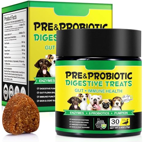 Probiotics for Dogs, Dog Probiotics for Gut Health Supplements (30 Chews) - Supports Digestive & Immune Function, For All Dogs
