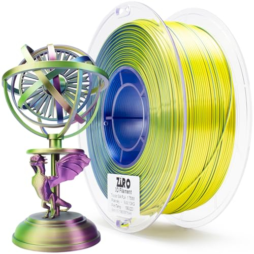 ZIRO Seide Regenbogen PLA Filament 1.75mm, Silk Dreifarben 3-in-1 3D Drucker Filament, Maßgenauigkeit +/-0.03mm, Passend für Die Meisten FDM 3D Drucker, 1KG Spule, Polarhimmel