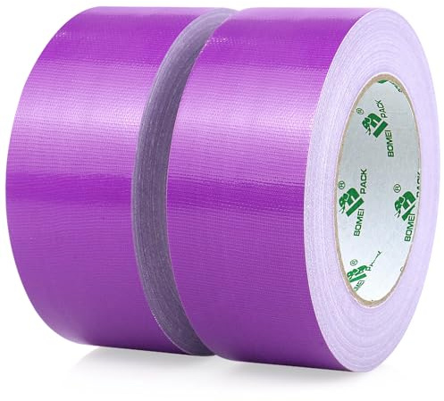 BOMEI PACK Lot de 2 rouleaux de ruban adhésif blindé violet imperméable - 50 mm x 30 m - Ruban adhésif en tissu - Ruban blindé extra fort - Ruban adhésif étanche