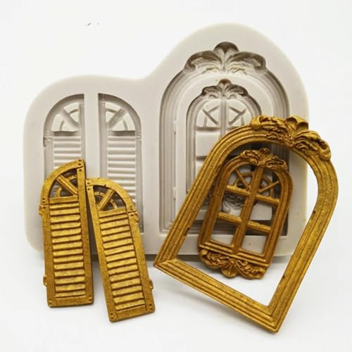 Epoxidharz-Formen, 10 x 8 x 0,8 cm, Fenster-Silikonform, Rahmen, Bordüre, Fondant, Kuchen, Dekoration, Kekse, Backen, Weihnachten, Süßigkeiten, Schokoladenformen