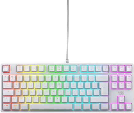 Cherry XTRFY K4V2 TKL, Teclado Gaming con Cable sin Bloque Numérico, Disposición Francia (AZERTY), Iluminación RGB, Switches Mecánicos MX2A Red, Blanco