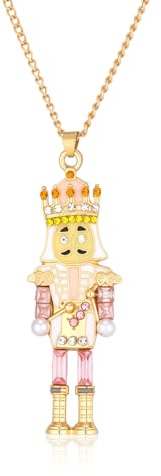 Joiigaem Collier avec pendentif casse-noisette de Noël pour femme - Joli soldat - Perles en cristal - Cadeau de Noël, 20in, Métal Cristal, Zircone cubique