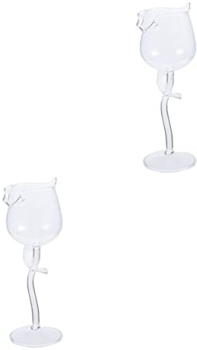 Alipis 2St Rosenkelch whiskey glasses hochzeitsdeko wasserglas Barglas champagnergläser Kelchgläser Weingläser ohne Stiel Party-Cocktailbecher Rosenförmiger Kelch aus Glas Transparent