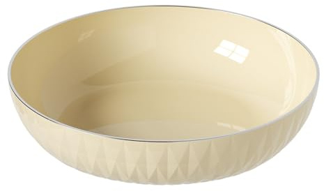 Large Serving Bowl Cream Plastic for Fruits Nuts Salad | Versatile use for snacks pasta vegetables, Round design fits dining table kitchen counter, Serving bowl holds