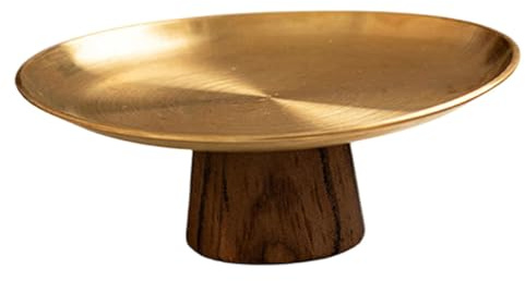 Colcolo Vintage Cake Stand,Snack Tray, High Wood Pedestal Fruit Plate Dessert Display Plates for Home Celebration Parties Decoration, L size gold