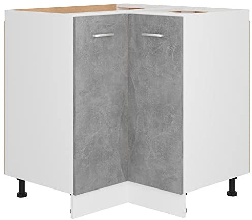 Armadietto Cucina Armadietto da Esterno Mobile per Cucina Mobiletto Bagno Salvaspazio - Mobile Angolare Grigio Cemento 75,5x75,5x81,5 cm in Multistrato per Cucina Esterno Camera Da Letto Bagno