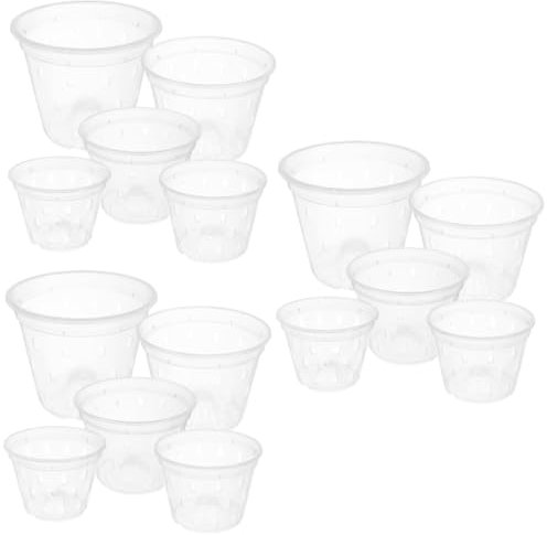 BESPORTBLE 3 Ensembles Écorce D'orchidée Pots Clairs Feuilles D'orchidées Artificielles Pot De Plante Flottant Terreau pour Orchidées Jardinière D'orchidée PP Transparent 5 Pièces * 3