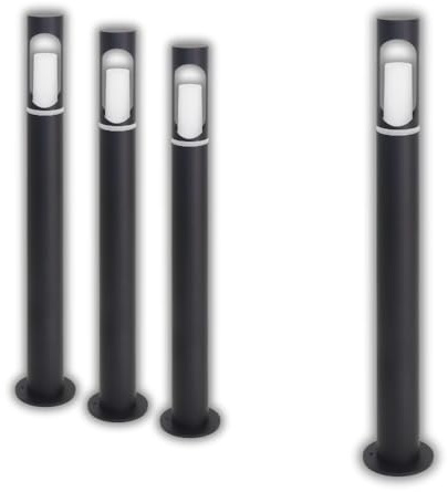 LUXULA 4er Set Wegeleuchte Außen mit Bodenplatte und Erdspieß, GU10 Fassung, Aluminium, 60cm Höhe - LED Außenleuchte IP44 Pollerleuchte Garten Terrasse
