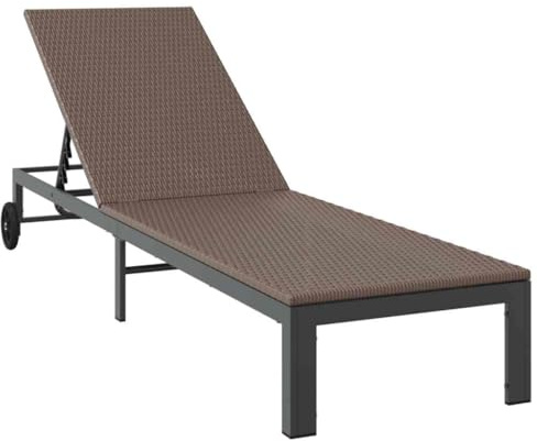 vidaXL Sonnenliege 1-Person Braun 206 x 62,5 x 74 cm Poly-Rattan, Garten und Terrasse, Moderne Sonnenliege, wetterfeste Polyrattan-Möbel, relaxen und chillen