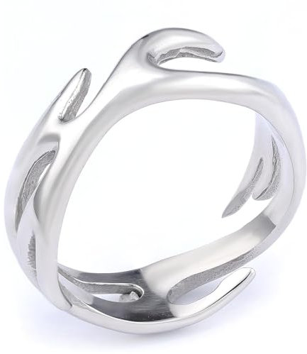 Hasdnker Ring Ringe Damen Bijouterie Herren Personalisierter Flammentotem-Ring Im Punk-Stil, Neutrales Silber, Schlichter Stil, 4,5 M, Stahl Poliert, 15309