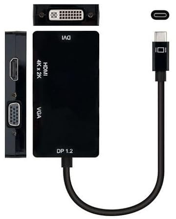 PRENDELUZ Convertisseur USB-C vers VGA/DVI/HDMI, 3 en 1 USB-C/M-VGA/H-DVI/H-HDMI/M NANOCABLE