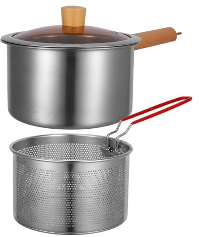 Friggitrici Friggitrice con cestello Cestello for friggere Pentola for friggere in acciaio inox Set di cestelli for friggere Pentola for friggere con cestello for cucinare pesce, pollo e verdure