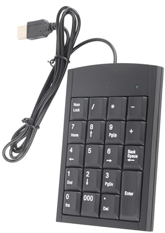 Fyearfly Tastiera numerica USB impermeabile, 19 tasti, Numpad Mini tastierino numerico in ABS, per laptop, PC, desktop, notebook, computer (nero)