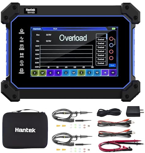 Hantek TO1112D Oscilloscope Multi Functional Full Touch Screen Oscilloscope Multimeter Signal Generator 3 IN 1 Durable and Suspended Design Portable