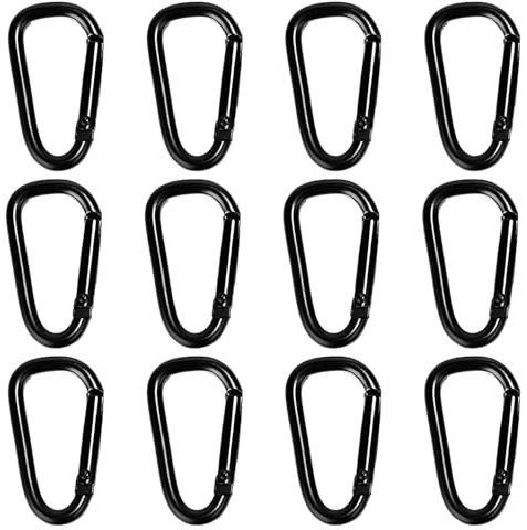 12stück Mini Karabiner,Karabinerhaken Klein,Carabiner Klein,Karabinerhaken,Zinklegierung,Karabiner Schwarz