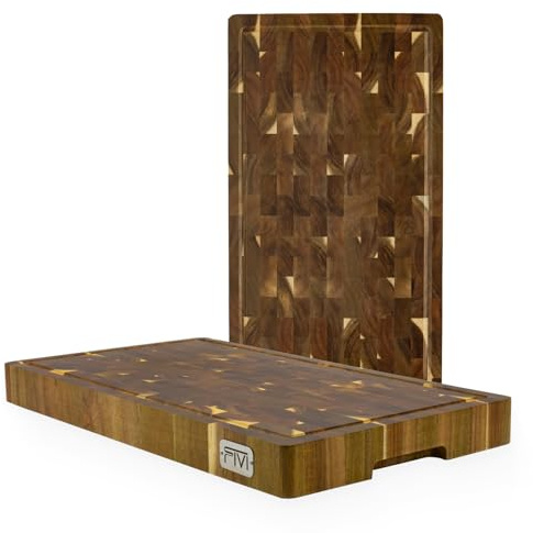 FIVI Premium Schneidebrett NILS aus Akazienholz, 50x28x4,5 cm | Schneidebrett, Servierbrett & Hackbrett – FSC-zertifiziert, handgefertigt, antibakteriell & langlebig – Akazienholz