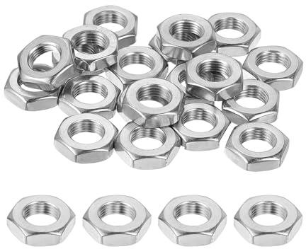 QUARKZMAN M8x0,75mm Sechskantmuttern 24 Stück 304 Edelstahl metrische | Feingewinde-Sechskant-Sicherungsmuttern Verbindungselemente für Maschinenbau, 13mm / 0,51 Breite 4mm / 0,16 Höhe