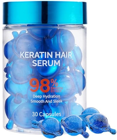 KORMESIC Keratin Hair Serum Capsules - 98% Better Deep Hydration & Moisturizing with Argan Macadamia Avocado Oils Vitamins A C E & Pro B5 Organic Jojoba Oil (1 PCS)