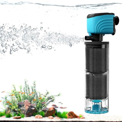 Aulofee Internal Aquarium Filter, Upgraded 50–150 Gallon Fish Tank Filter with Fish Guard, 450GPH Submersible Whisper Pump for Turtle Tank & Small Pond, Debris Tray, Check Valve, Fresh/Saltwater