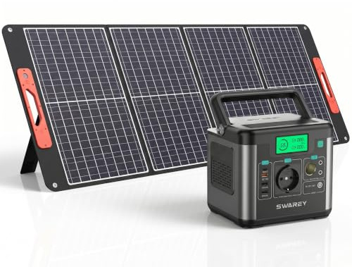 SWAREY S160 Max Tragbares Powerstation 333Wh mit 100W Solarpanel | 350W (700W Spitze) AC Ausgang, 65W USB-C Anschluss, Solargenerator für Camping Reisen Wohnmobil