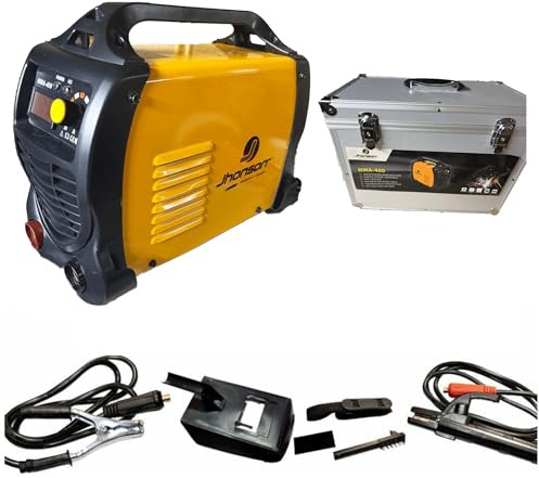 JHONSORR Saldatrice Inverter 400A Professionale - Kit Completo MMA con Valigetta in Alluminio, Maschera Protettiva, Spazzola e Accessori per Saldatura ad Arco