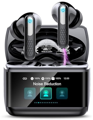 ZYHKON Wireless Earbuds, 2026 Bluetooth 5.4 Headphones In Ear with ANC/ENC Noise Cancelling Mic, HiFi Stereo Bluetooth Ear buds with Multifunctional Touchscreen, 5 EQ Modes Bluetooth Earphones, Black