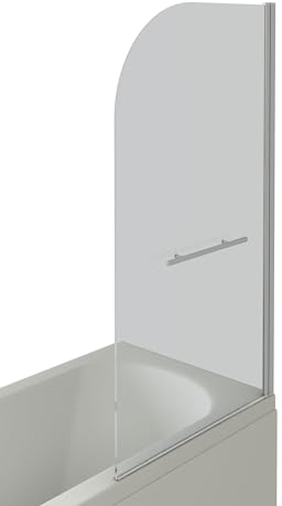 VeeBath RST035 - Pannello per vasca da bagno in vetro temperato con bordo curvo, 6 mm, cromato