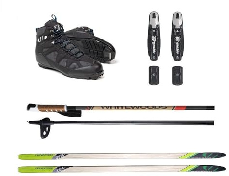 Whitewoods Adult NNN Cross Country Ski Package, 207cm - Skis, Bindings, Boots, Poles (37, 180 lbs. & Up)