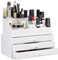 Relaxdays Portatrucchi, 2 Organizer Combinabili, Portaoggetti per Cosmetici con Cassetti, Multiuso, Versatile, Bianco