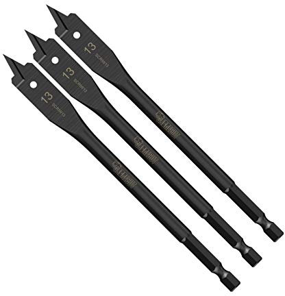 3 x SabreCut SCRIW13_3 13mm x 152mm Impact Rated Flat Wood Spade Bits for Softwood Hardwood Chipboard