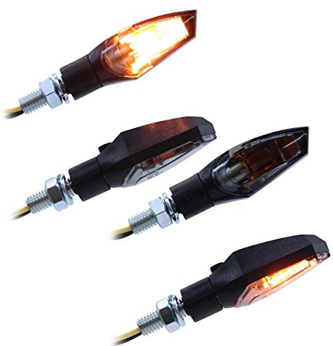 Citomerx Halogen Blinker Set Wave schwarz getönt kurz Chopper Tourer Motorrad Quad Roller Bobber Custom Old School