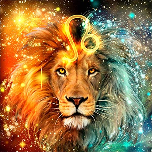 Pentoa Diamond Painting Tier Set Zubehör, Diamant Painting Bilder Löwe, Full DIY Crystal Strass Stickerei Home Wand Decor Gemälde Kreuzstich Diamond Wall Dekoration 35×35cm