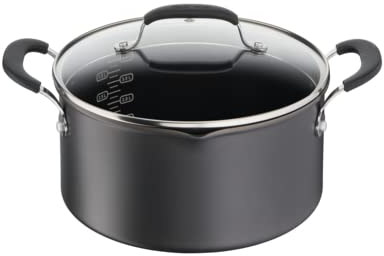 Tefal Jamie Oliver 5.2L Hard Anodised 24 cm Cook's Classic Stew Pot with Draining Glass Lid (Induction Compatible)