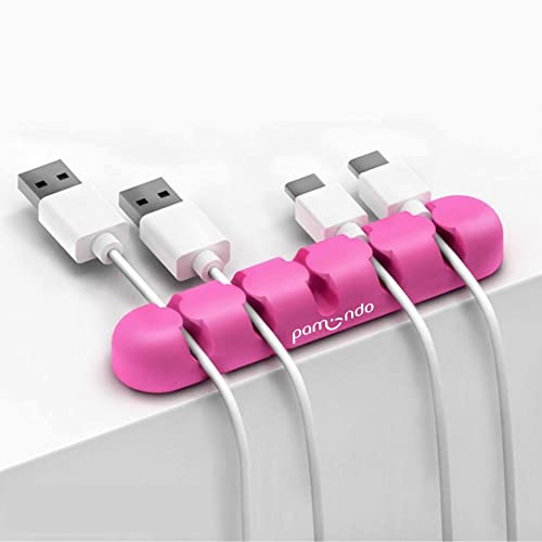 pamindo Cable holder, cable clips, cable manager for Desk, computer, Car, USB charging - silicone organiser with 3M adhesive tape for home (Pink, 3)