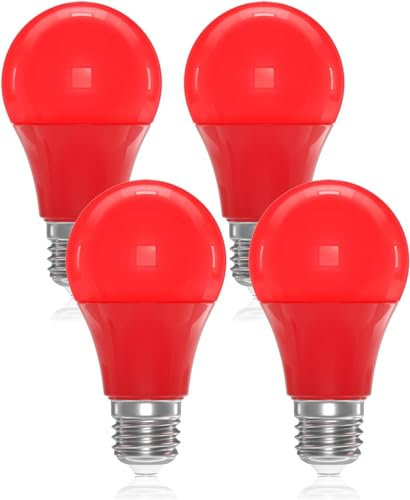 DoRight 9W Rote LED E27 Glühbirnen, 9W A60/A19 Farbige Glühbirne E27 Rote Glühlampe 60W Glühlampenäquivalent für Home Party Bar Weihnachtsdekoration Beleuchtung (4-Pack)